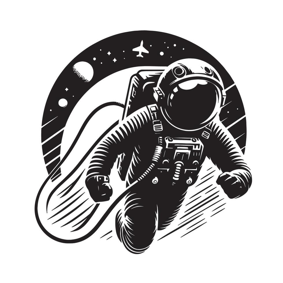 silhouette of astronaut in the space vector