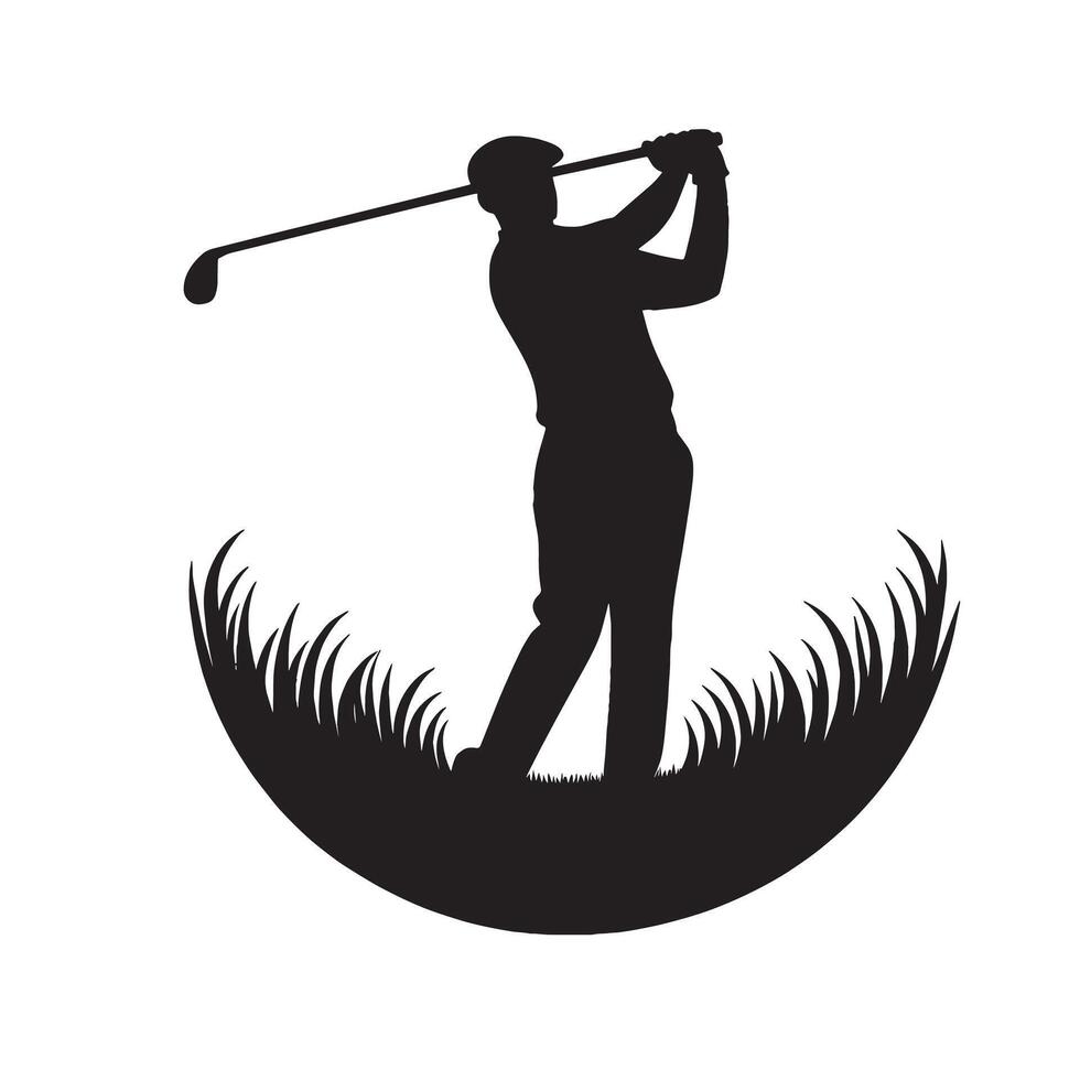 silhouette golfer playing golf on the field vector
