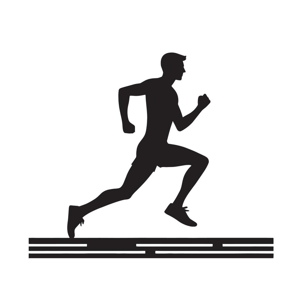 silhouette runner running on the road vector