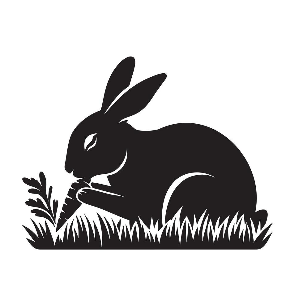 silhouette rabbit on the grass vector