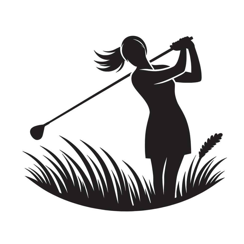 silhouette golfer playing golf on the field vector