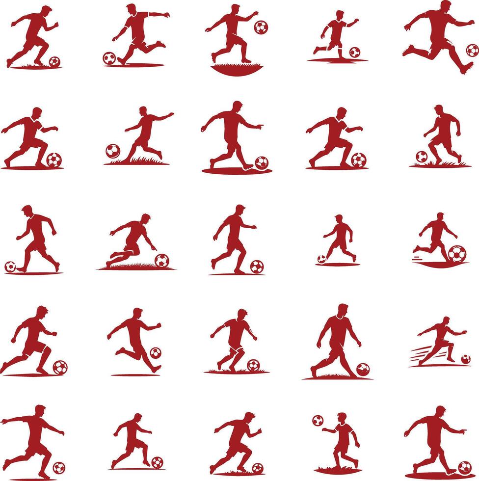 set silhouette of player football vector
