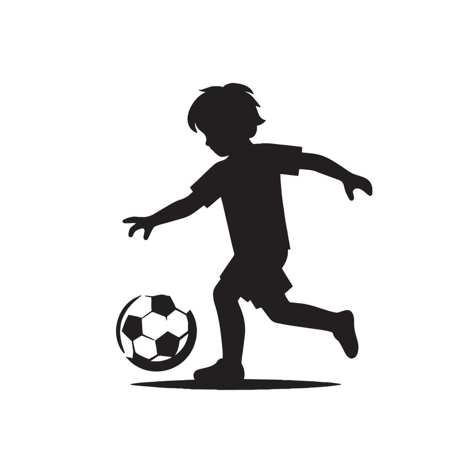 silhouette kid or boy playing ball vector