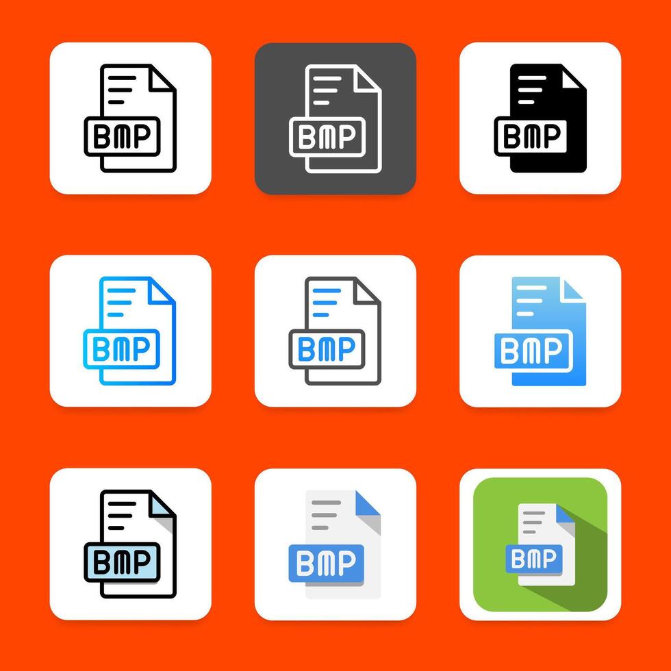 Set bmp file type design format icon. can be used for website, ui and mobile app. vector