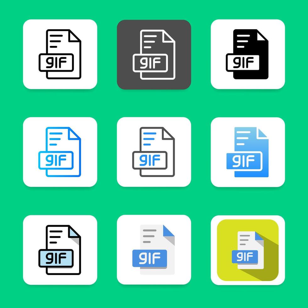 Set gif file format document icon. suitable for digital database design collection vector