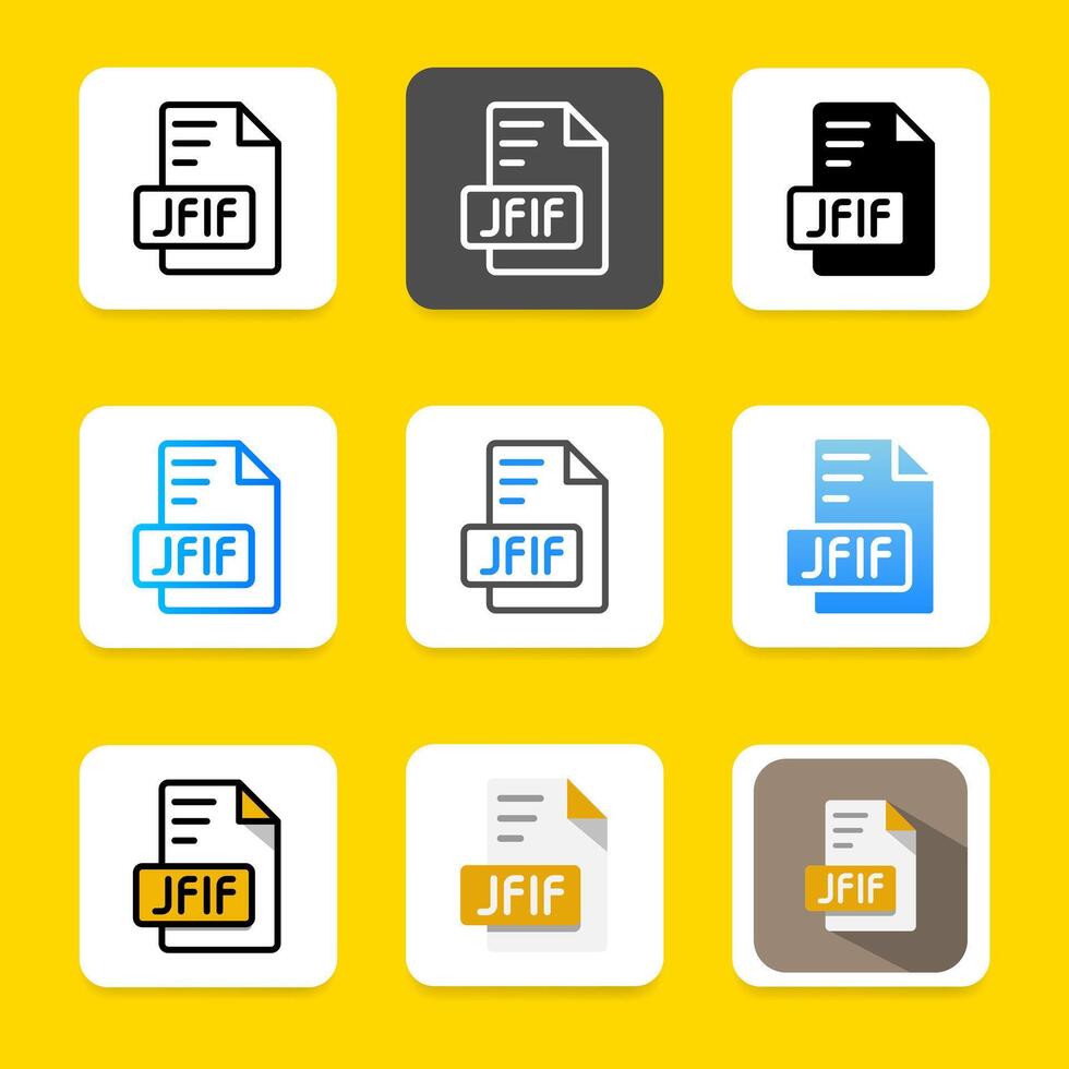 Set jfif document icons. Can be used for websites, UI and interface. vector