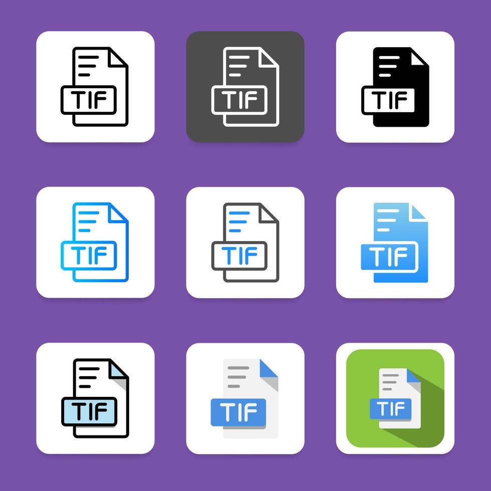 Set tif document format icon. extension, file type. with a simple style. vector