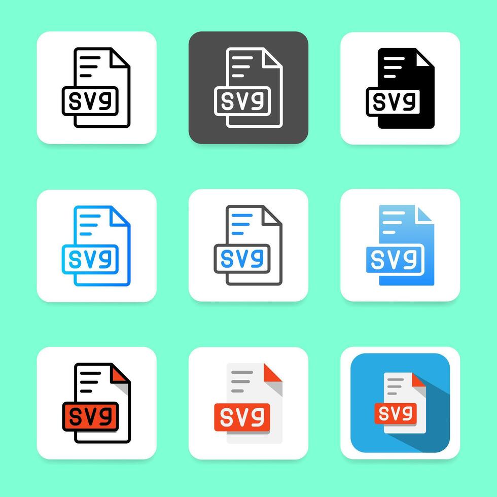 Set svg file type icon. Can be used for website, UI and mobile app interfaces. vector