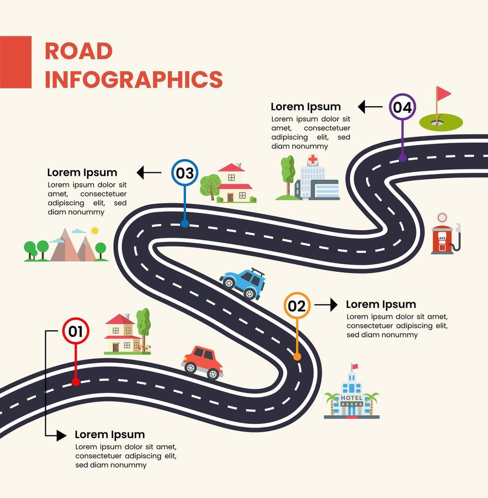 Flat roadmap infographic template vector
