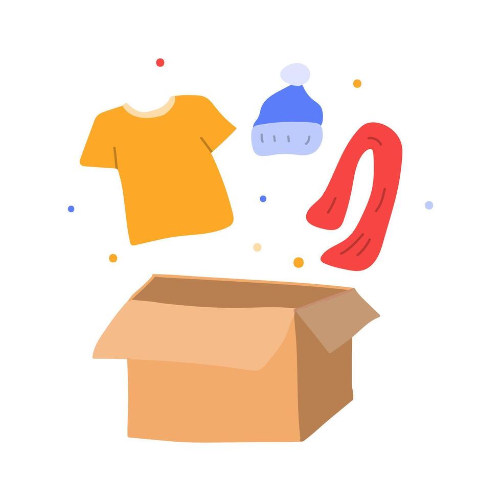 Donate box with clothes. flat illustration on white background. vector