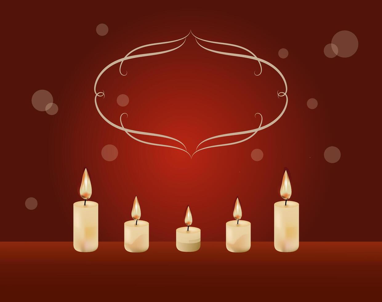 fire and candle light on decorate background vector
