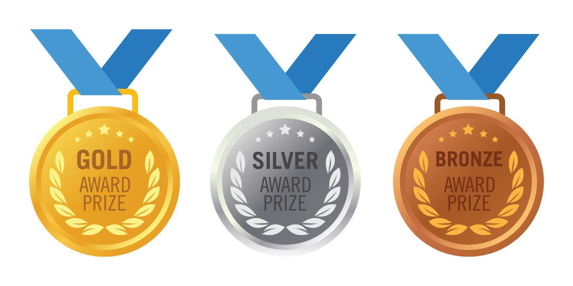 a gold, silver, bronze medal with ribbon vector