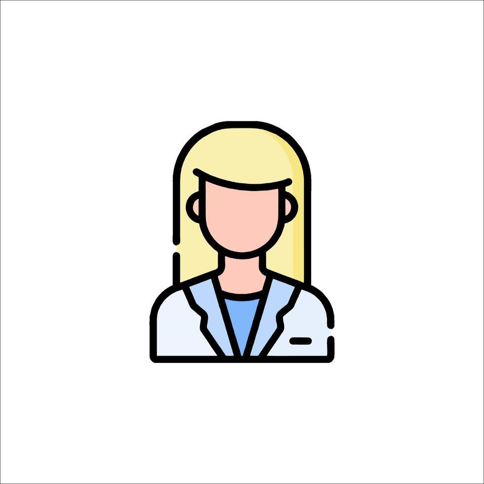 A woman in a lab coat icon vector