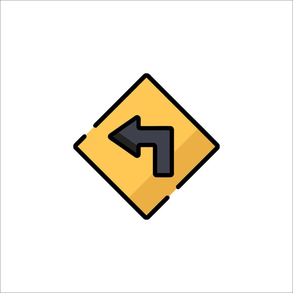 A yellow road sign with an arrow pointing left vector
