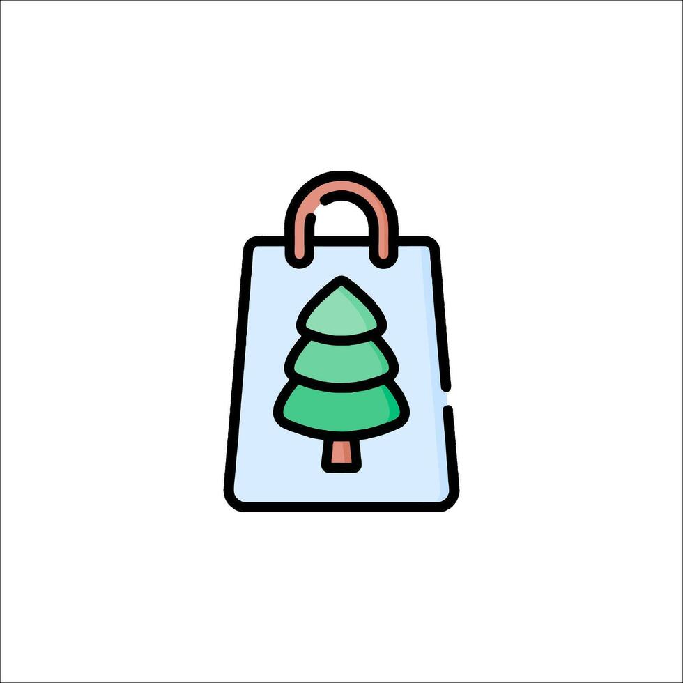 Shopping bag with tree icon vector