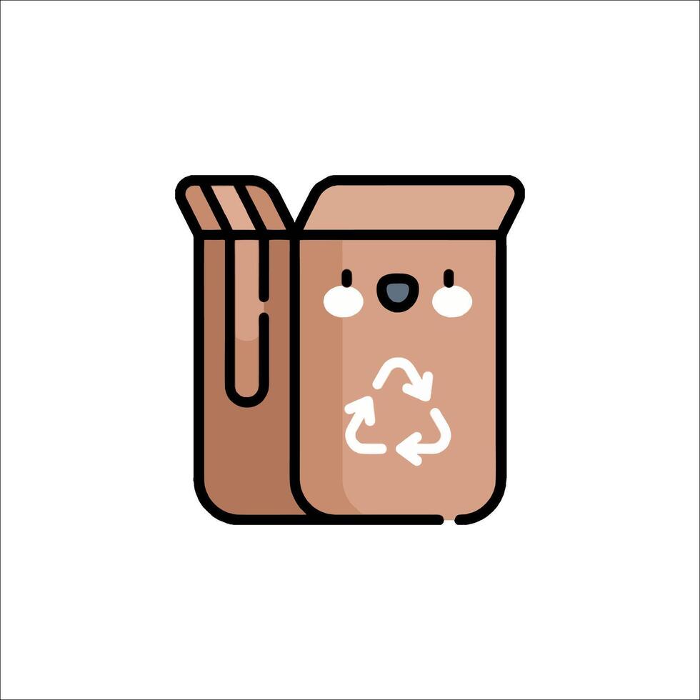 A brown paper bag with a recycling symbol on it vector