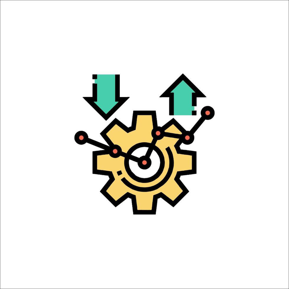 A gearwheel with arrows pointing up and down vector
