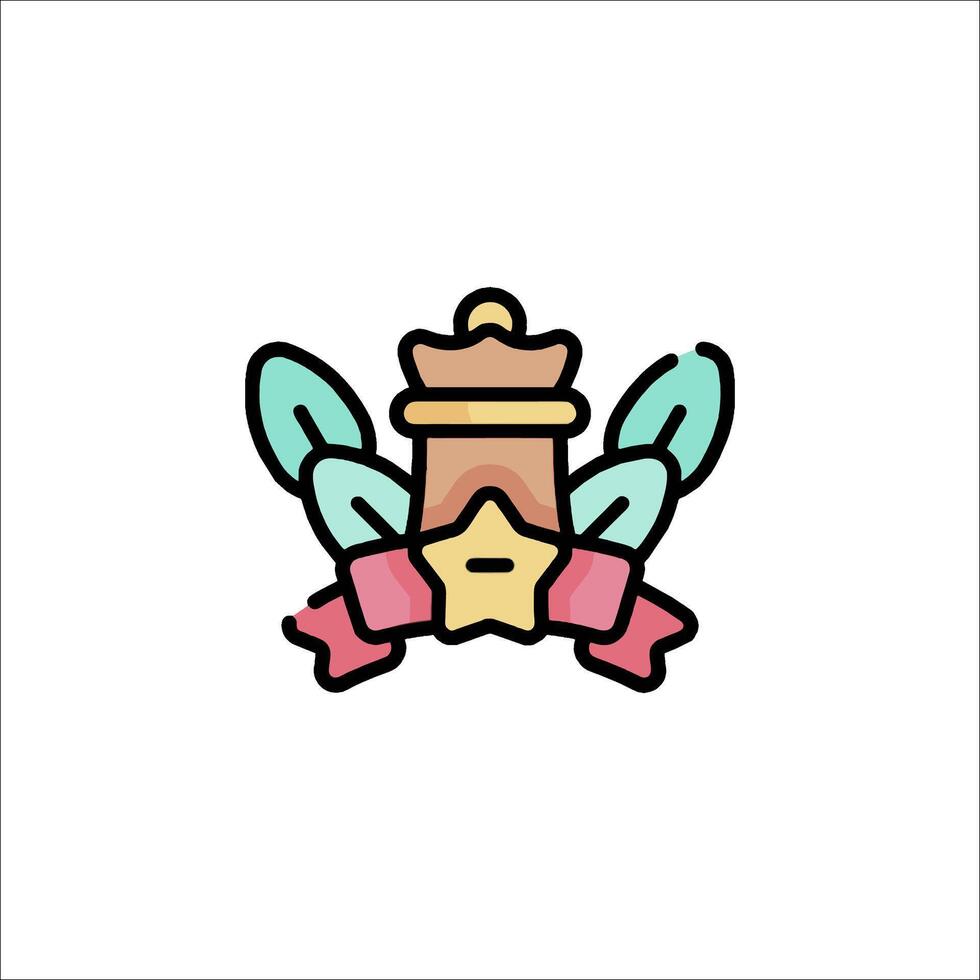 A cartoon icon of a crown and ribbon vector