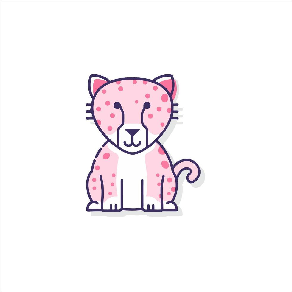 A pink leopard sitting on a white background vector