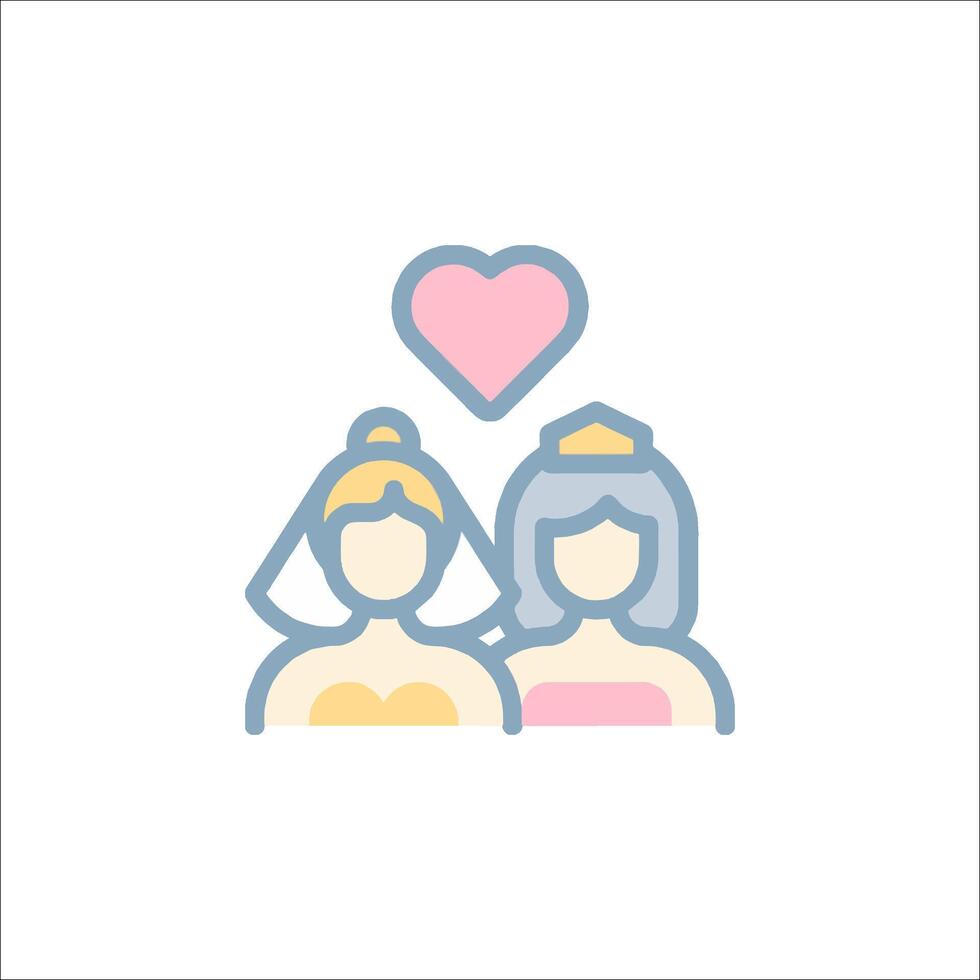 Two women with hearts on their heads vector