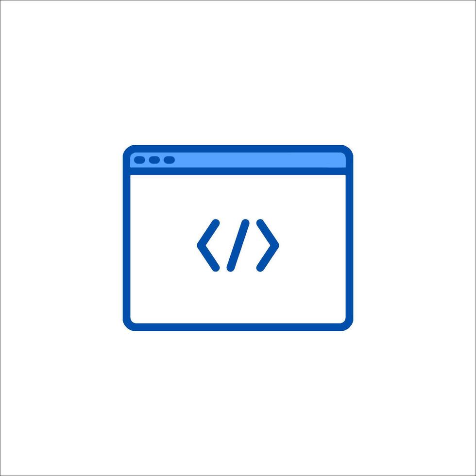 A computer screen with a code symbol on it vector