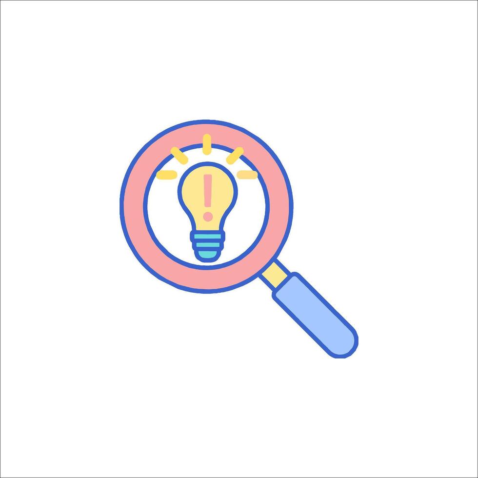 A magnifying glass with a light bulb inside vector