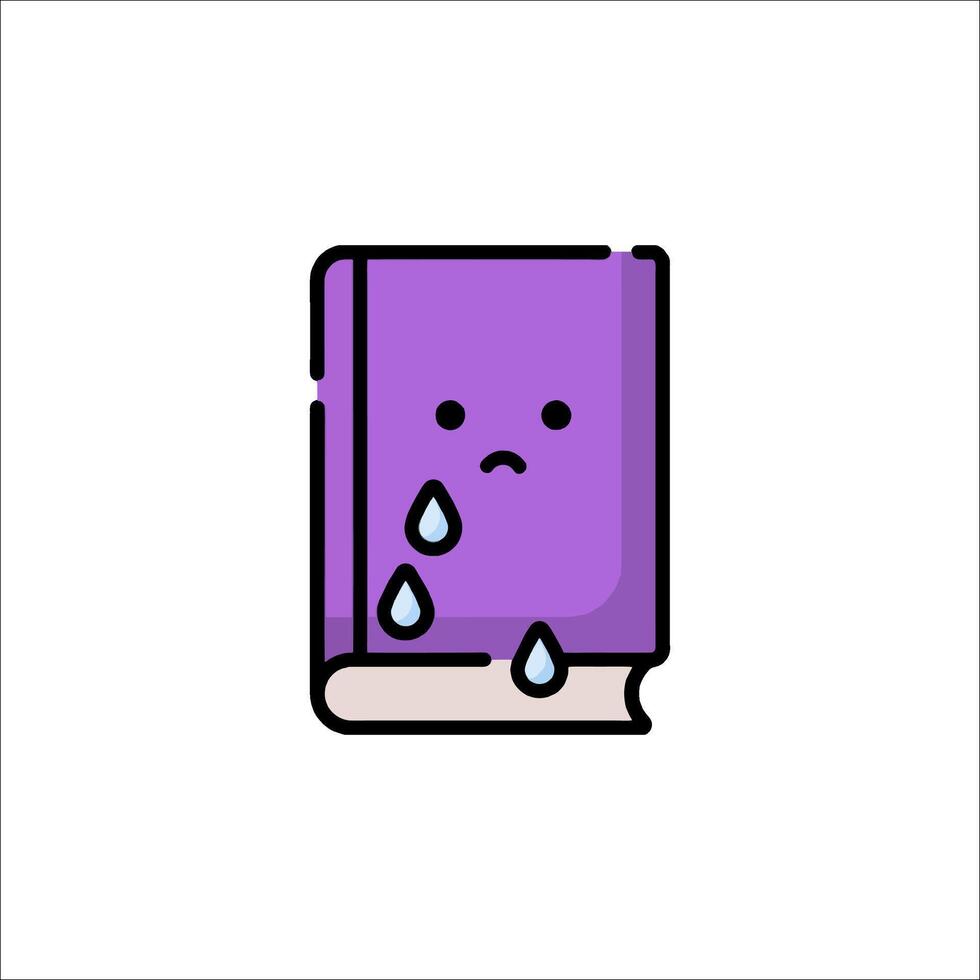 A book with a sad face and tears on it vector