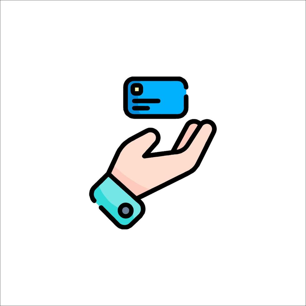 Hand holding credit card icon illustration vector