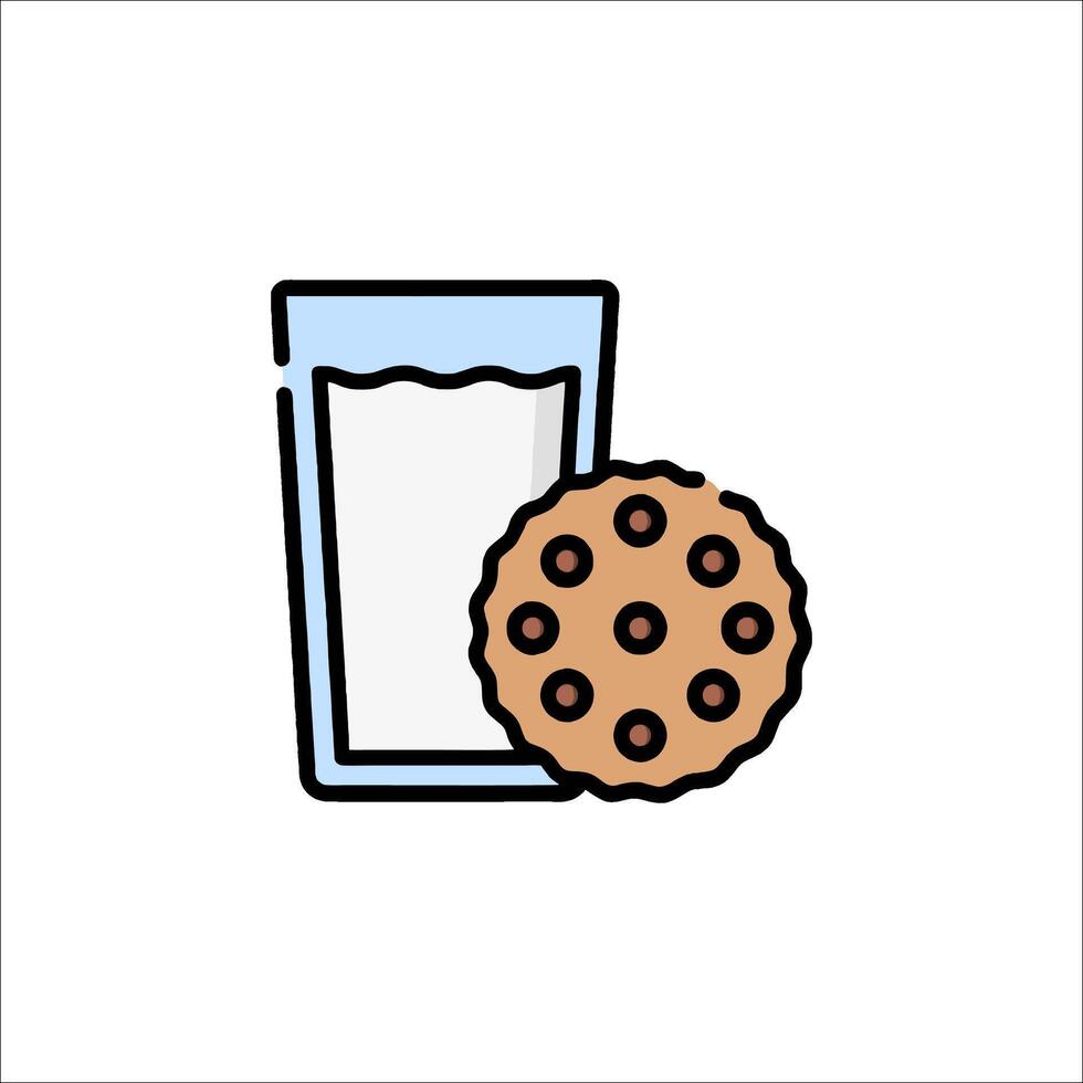 A glass of milk and cookie icon vector