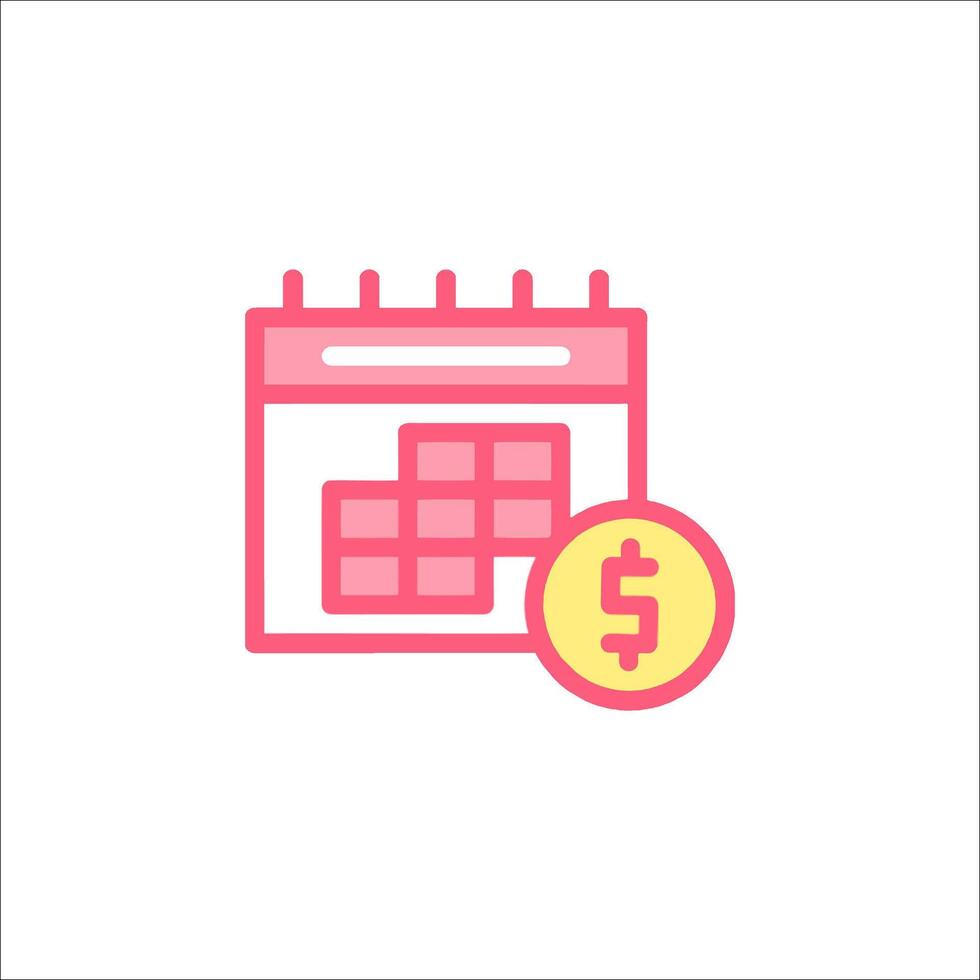 A calendar with dollar sign and a coin vector