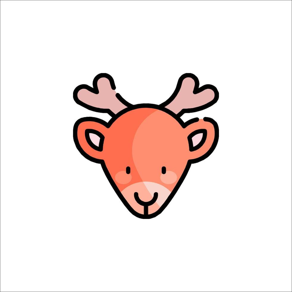 A cute deer head icon with horns and antlers vector