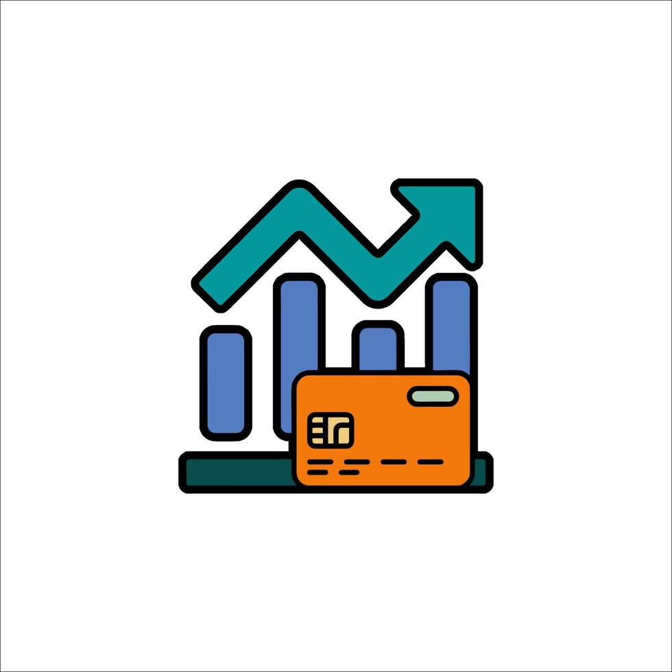 Credit card and graph icon price 1 credit vector