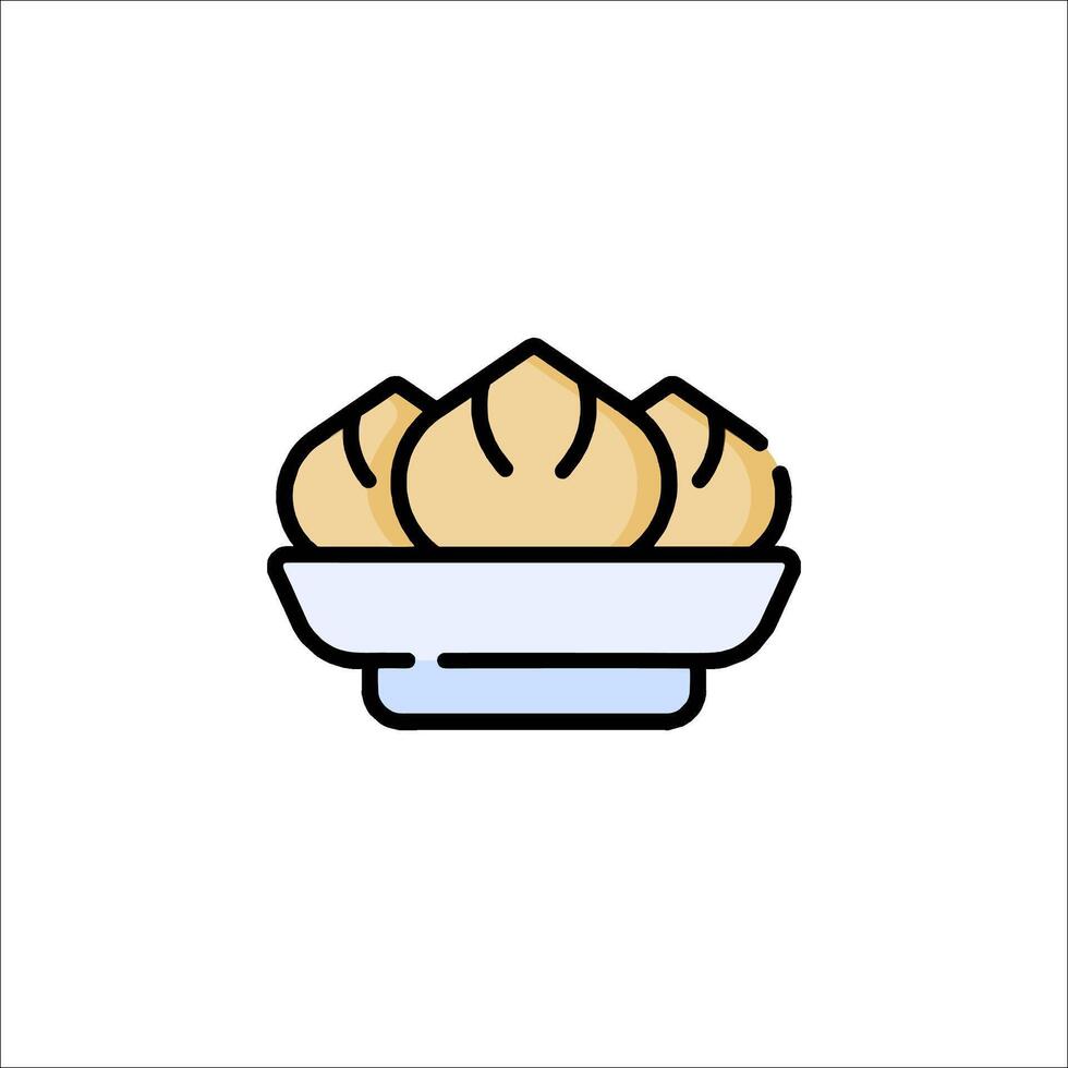A bowl of dumplings in a white bowl vector