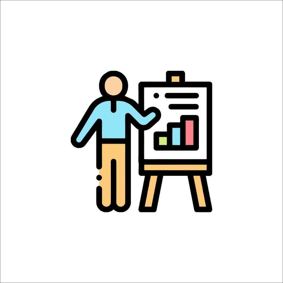 Businessman on a whiteboard with a chart on it vector