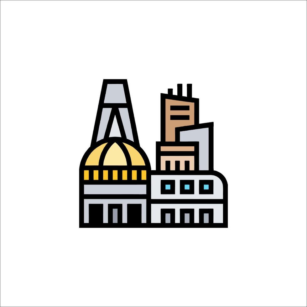 A city skyline icon with a dome and a building vector
