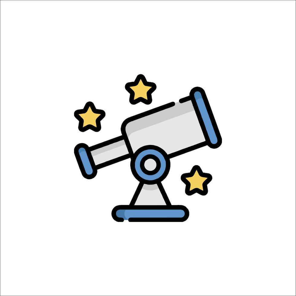 A telescope icon with stars around it vector