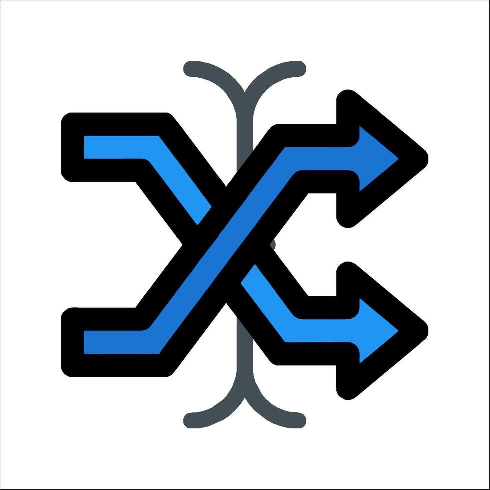 A blue arrow pointing to the left and right vector