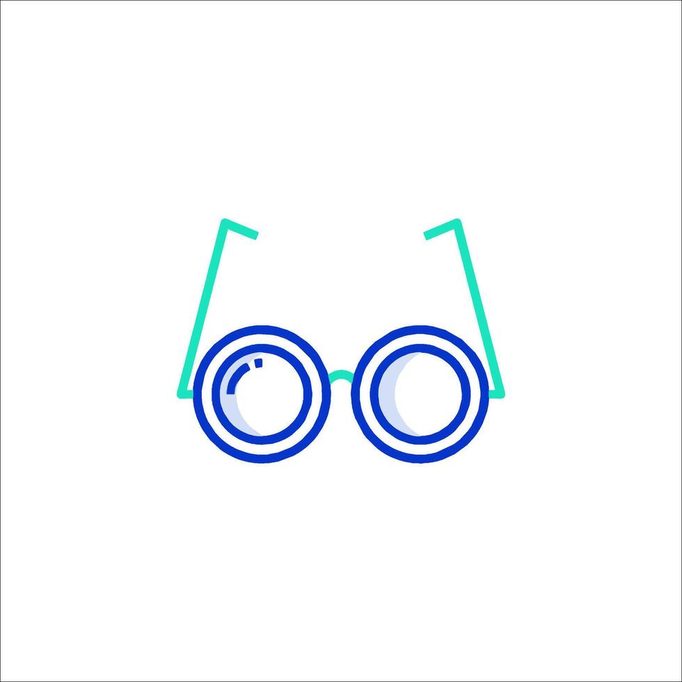 A pair of glasses with a blue outline vector
