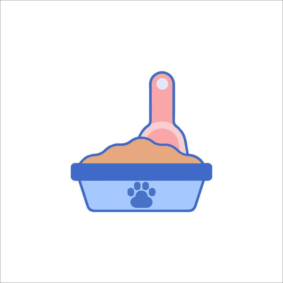 A cat food bowl with a spoon and a cat paw vector