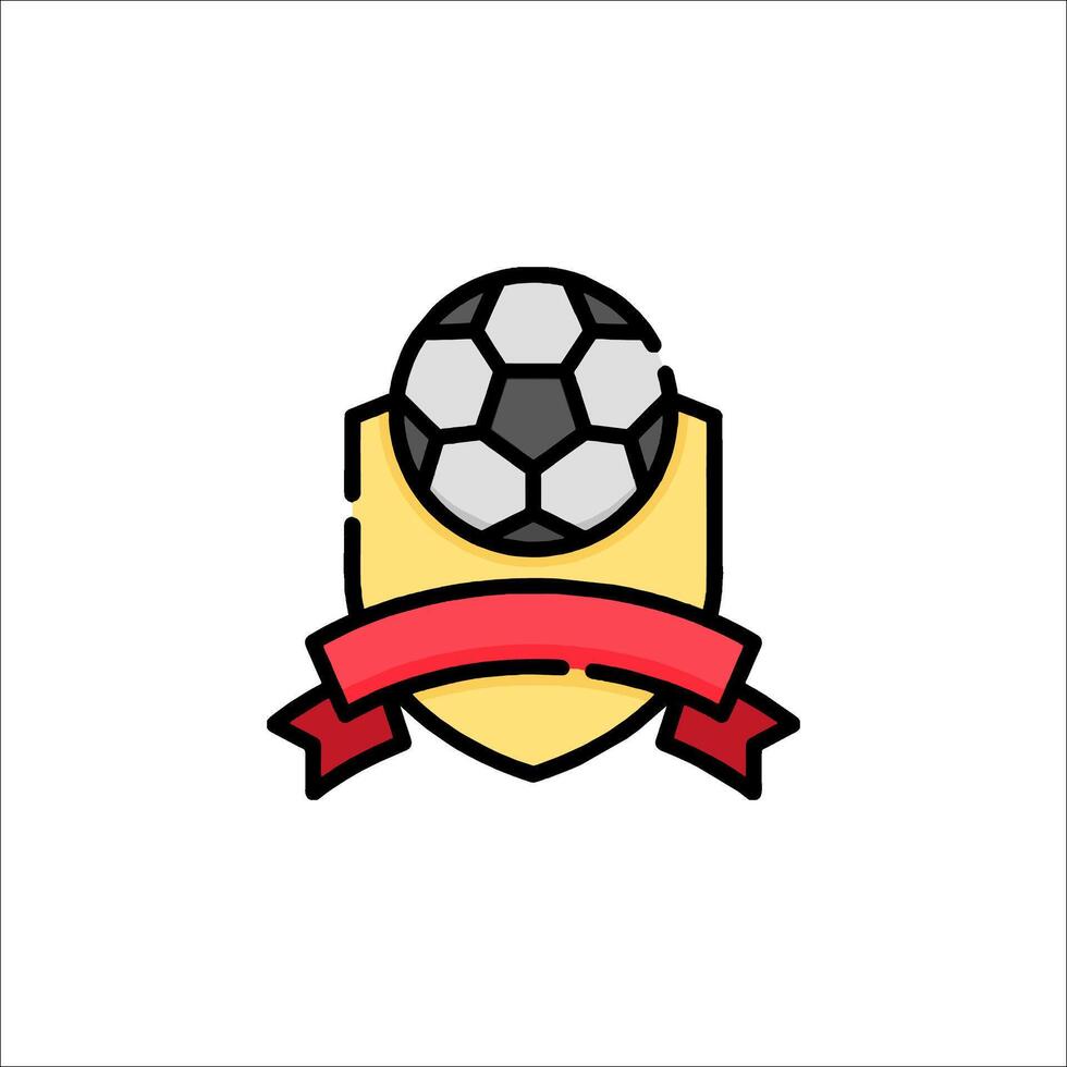 A soccer ball with a ribbon on top of a shield vector