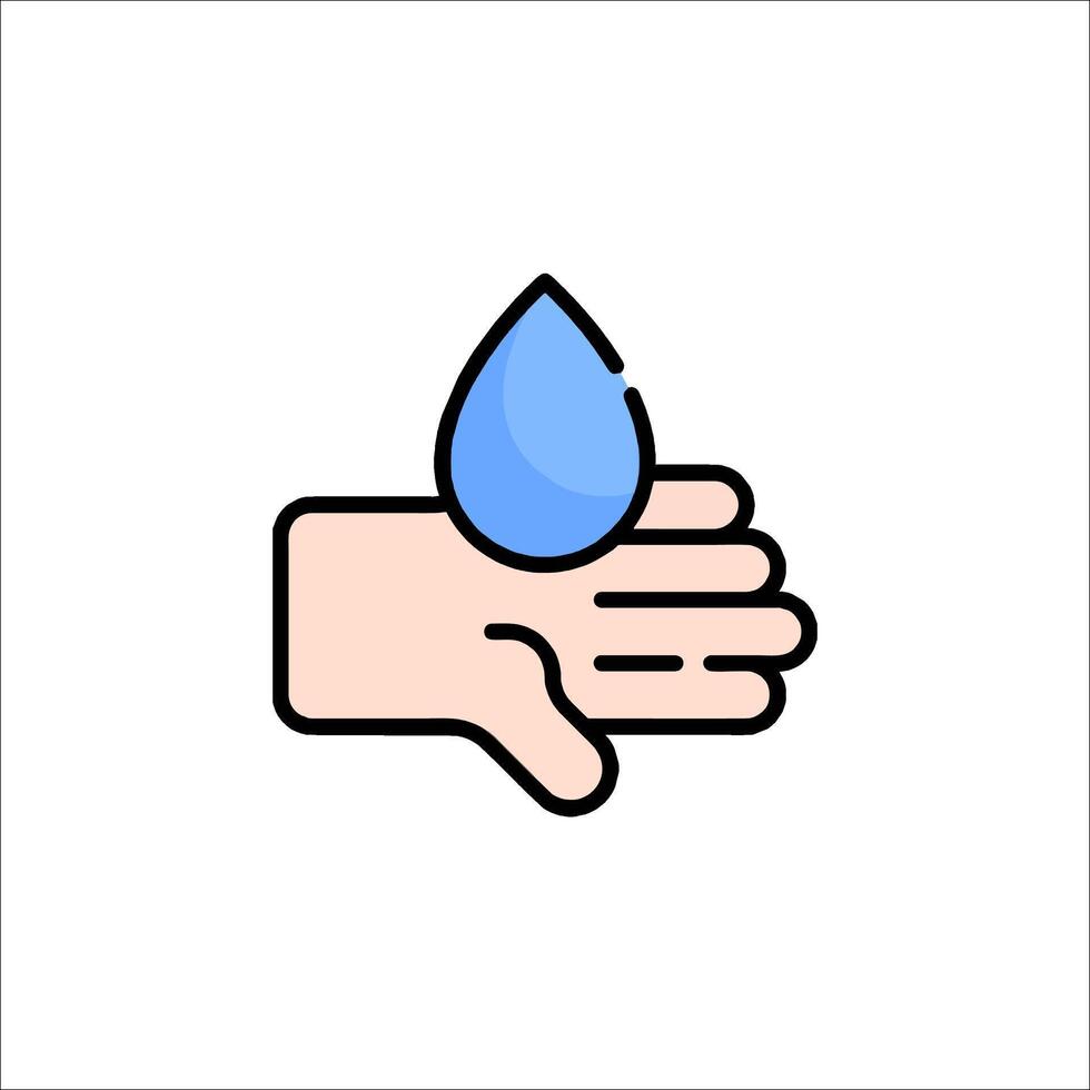 Hand washing icon with water drop illustration vector