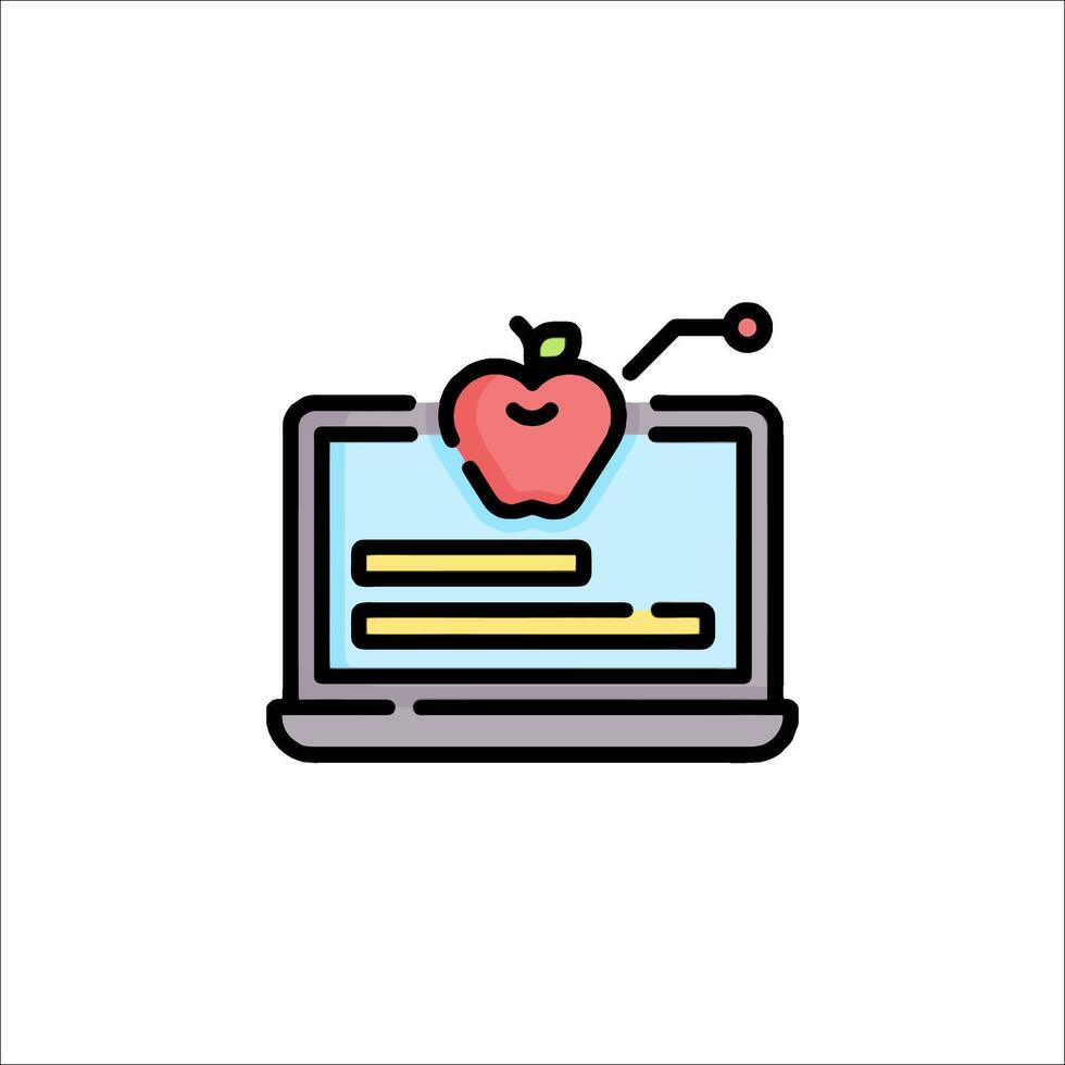 An apple on a laptop screen with a computer icon vector