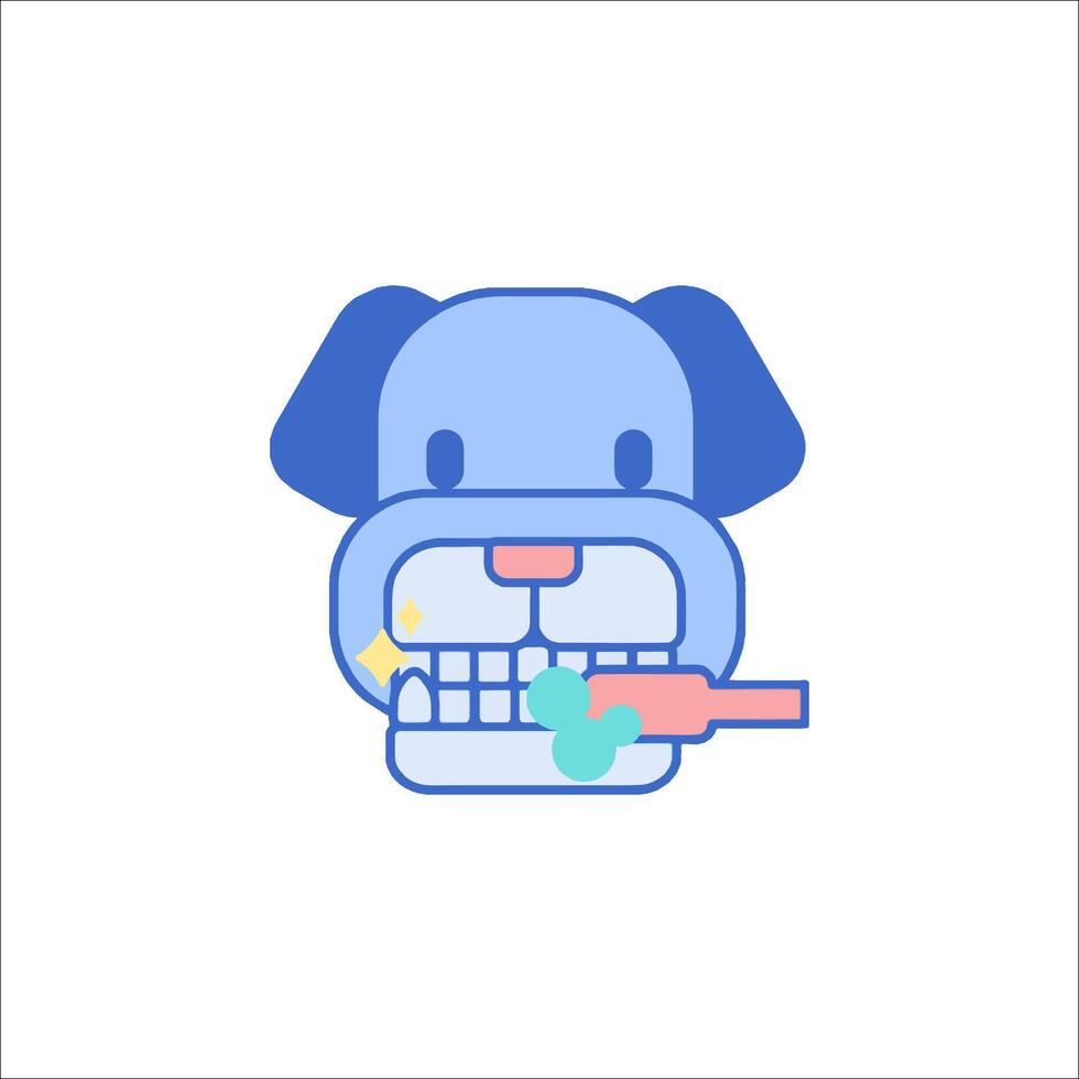 A dog with a toothbrush in its mouth vector