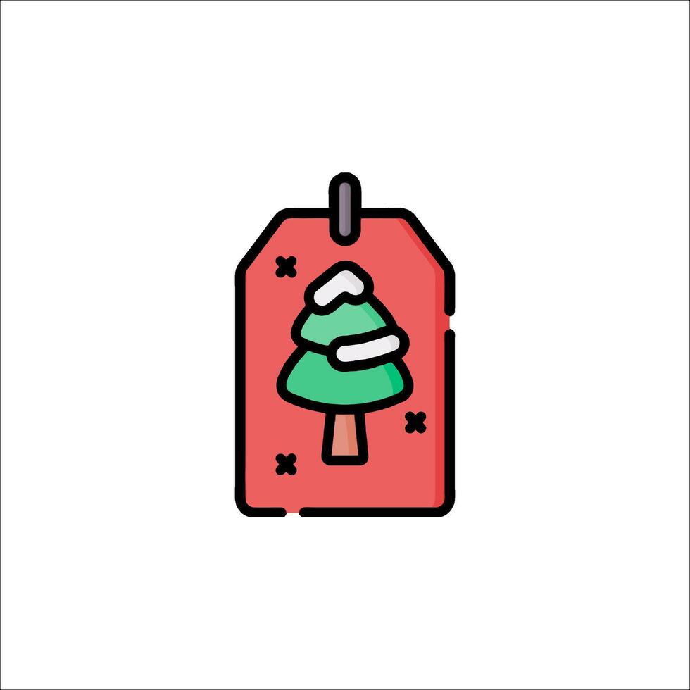 Christmas tree icon on a tag vector