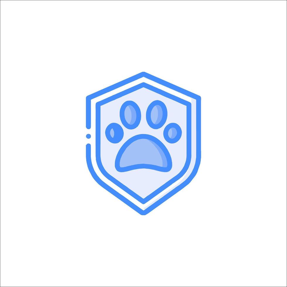 A blue paw print on a shield with a blue border vector