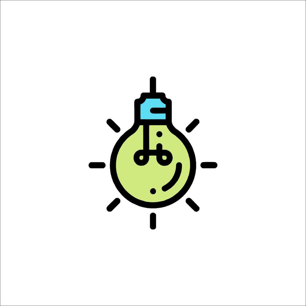 A light bulb icon with a green light bulb vector