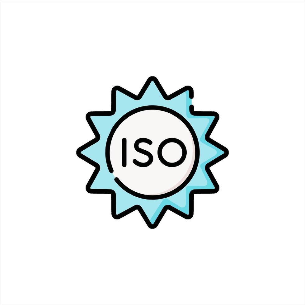 The logo for iso is shown in a starburst vector