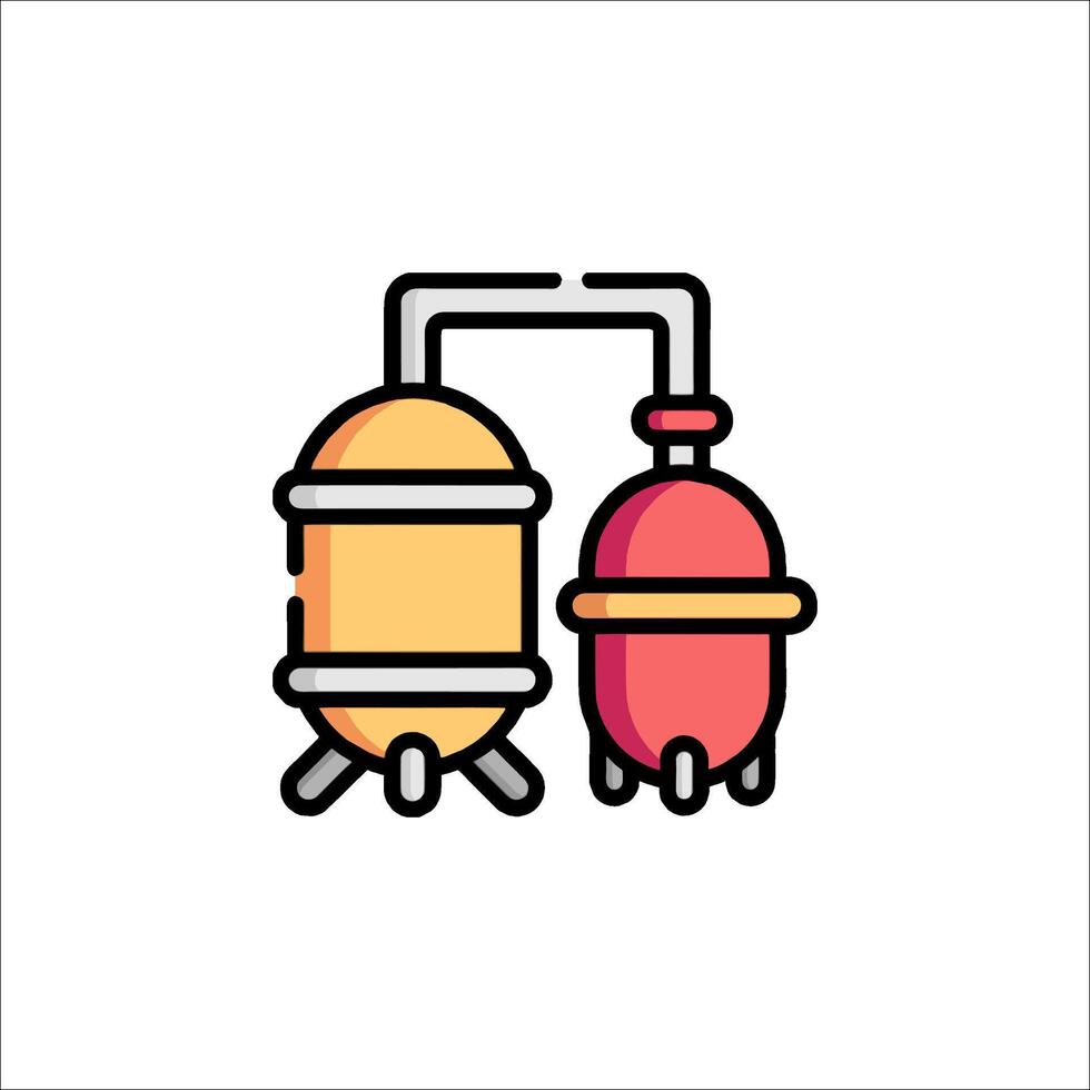 A line icon of two tanks with a pipe coming out of them vector