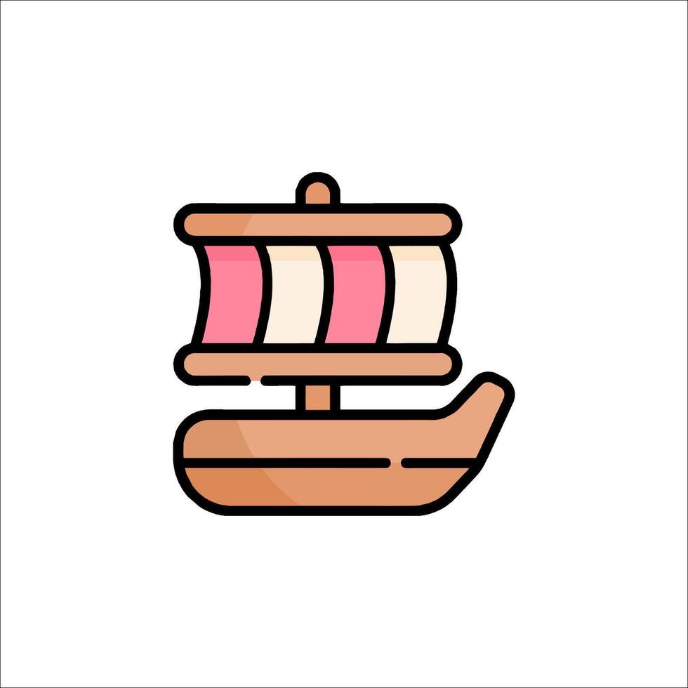 A cartoon ship with a sail on top vector