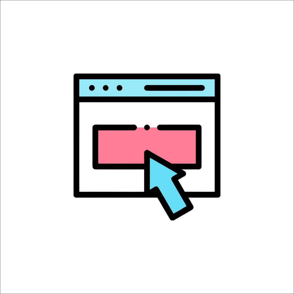 A mouse pointing at a computer screen with a pink arrow vector